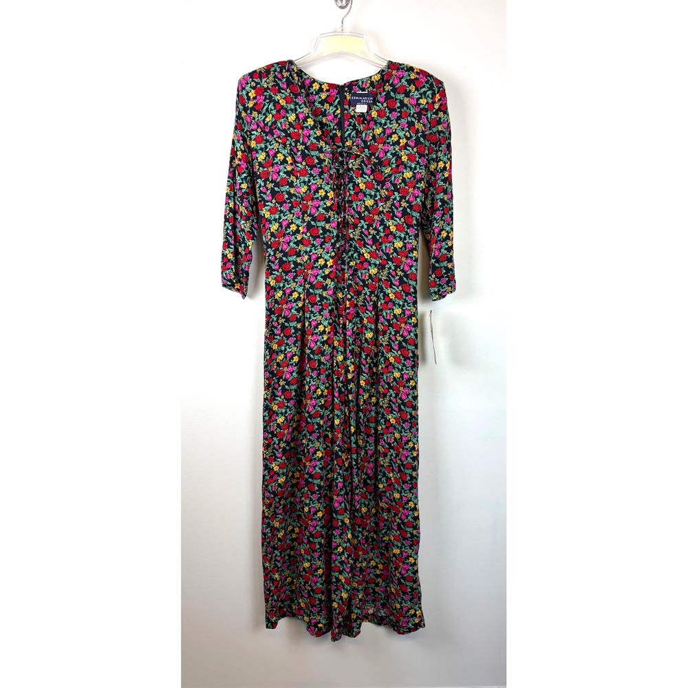 NEW Cimmaron Jumpsuit 6 Ditsy Floral Vintage 90s Wide Leg Lace Up Cottagecore